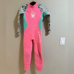 X-Manta Kids Pink Floral Full Wetsuit Long Sleeve Size L